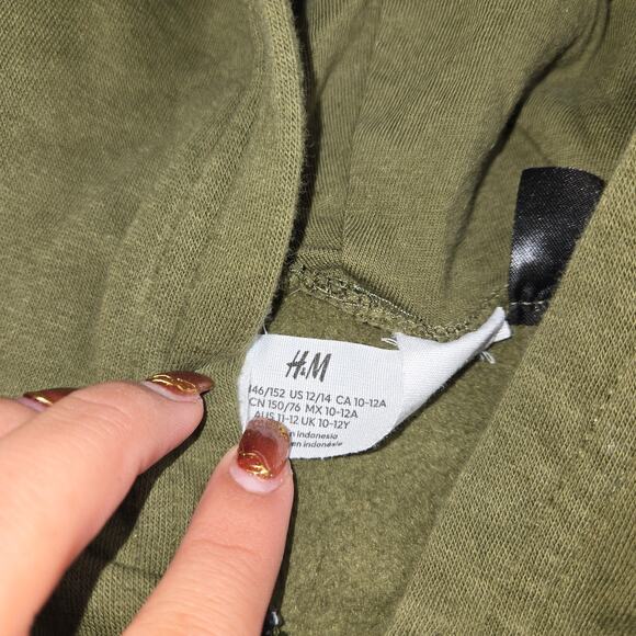 H&M Green Boy's Full Zip Hoodie Sweater Size: 12/14 - Picture 3 of 3
